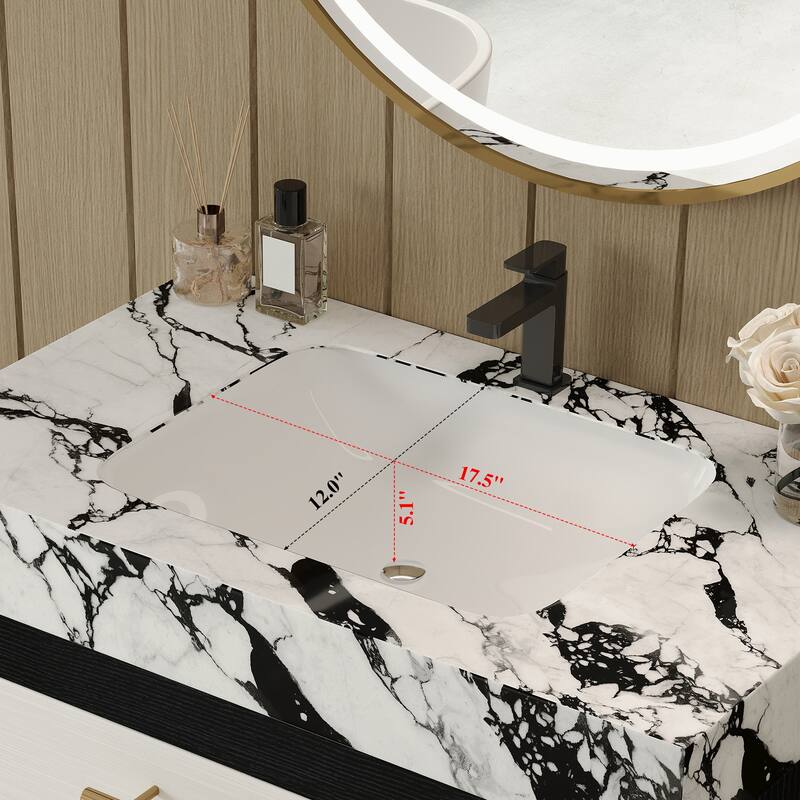 GDFStudio - Athens Modern 29.9" Freestanding Bathroom Vanity with Sintered Stone Top, Ceramic Vessel Sink & Stainless Steel Legs