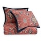 preview thumbnail 3 of 6, HiEnd Accents Melinda Red/Navy Washed Linen Vintage Floral Medallion 3 Piece Duvet Cover Set