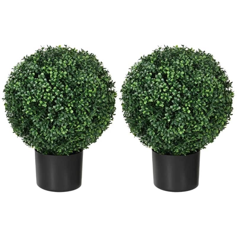 2 Artificial Trees and Flower Pots For Indoor Home Decoration