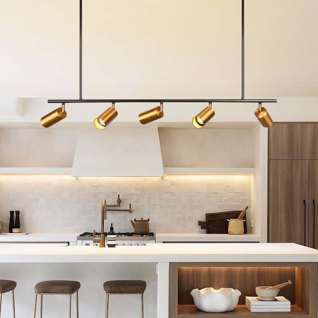 5-Light Industrial Linear Track Lighting Spotlight for Kitchen Island