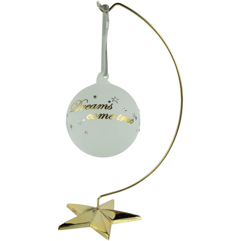 5 Point Star Metal Ornament Holder Christmas Display Stand - 12" - Gold Tone