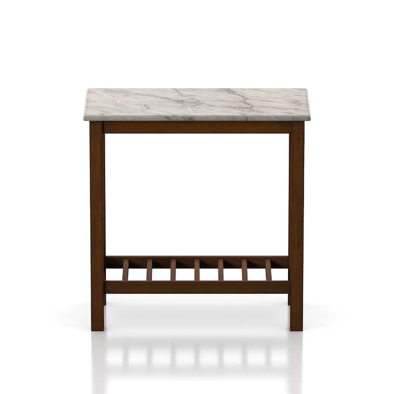Joya Farmhouse 12-inch Faux Marble 1-Shelf Side Table by Furniture of America