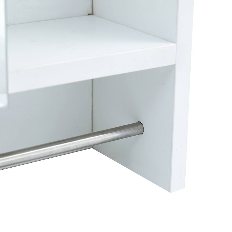 2-in-1 Mirror Cabinet Wall Medicine Cabinet Over The Toilet Storage Cabinet with High-Definition Mirror, Shelves and Towel Rack