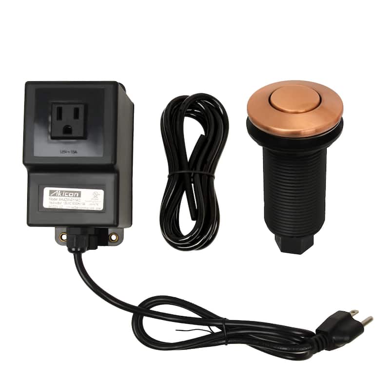 Garbage Disposal Kitchen Air Switch Kit - Single Outlet - Copper
