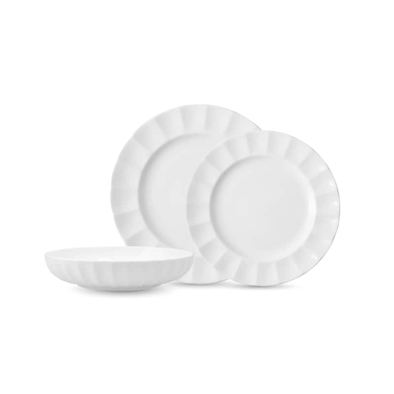 Fortessa Blyss Bone China, 12 Piece Dinnerware Set (Service for 4), White - 16 Piece Dinnerware Set - 16 Piece Dinnerware Set - White - 12 Piece