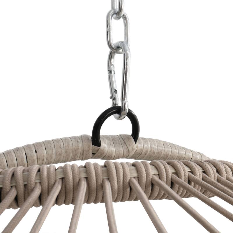 Foldable PE Wicker Hanging Chair with Removable Cushion and Weather-Resistant Design (Outdoor/Indoor Use)