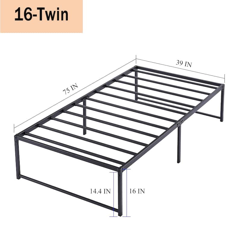 VECELO 14/16/18 inch Metal Platform Bed Frames Steel Slat,Mattress Foundation with Steel Slat Support/No Box Spring Needed