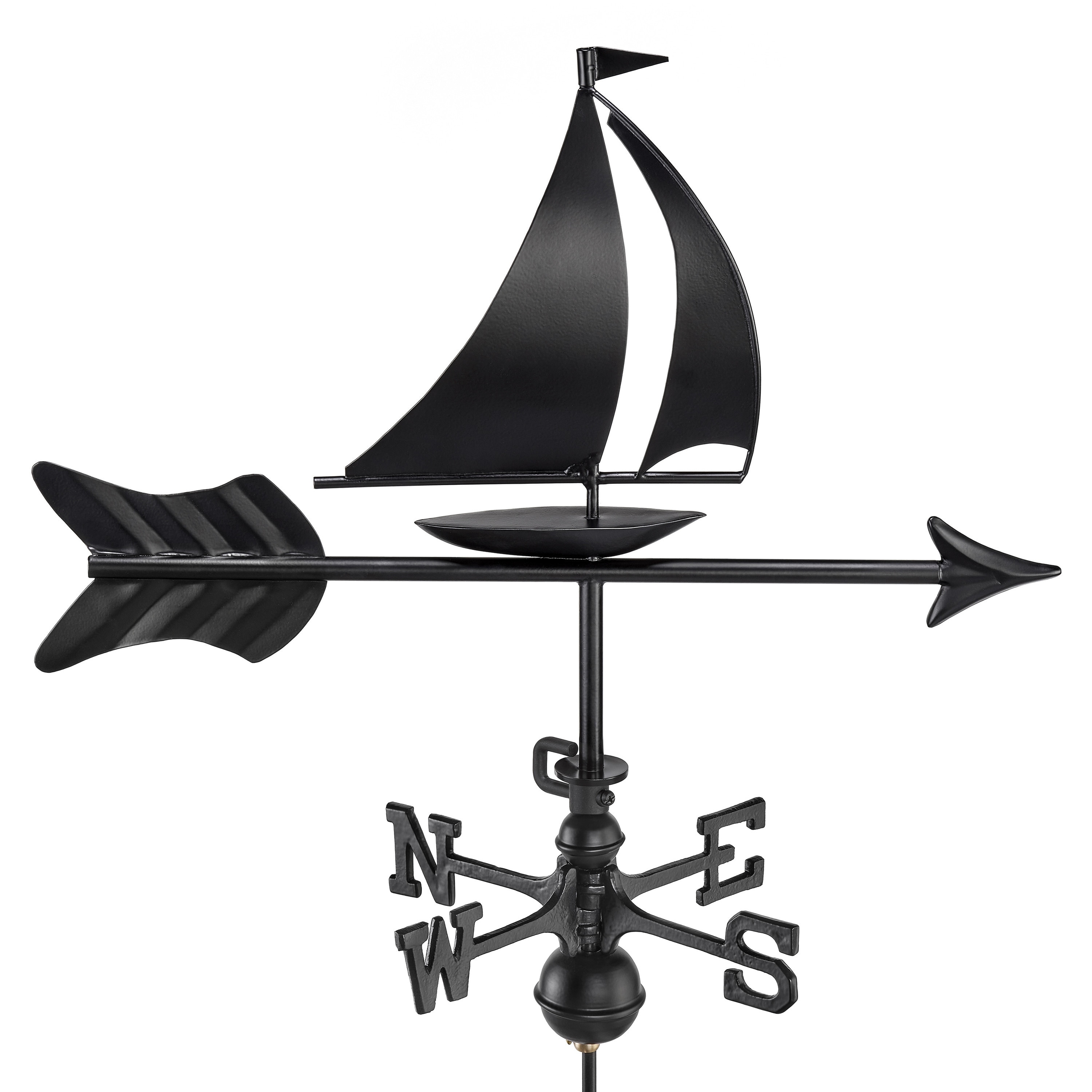 Modern Farmhouse-Inspired Sailboat Cottage / Shed Size Weathervane 8803KR w/Roof Mount - Black Finish by Good Directions
