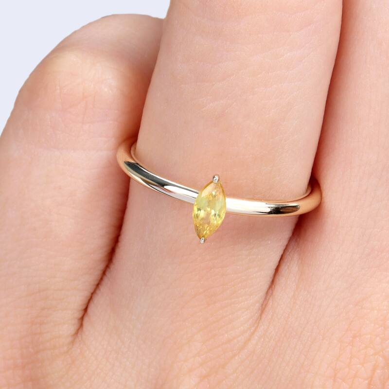 Miadora 10k Yellow Gold Yellow Sapphire Solitaire Stackable Marquise Ring