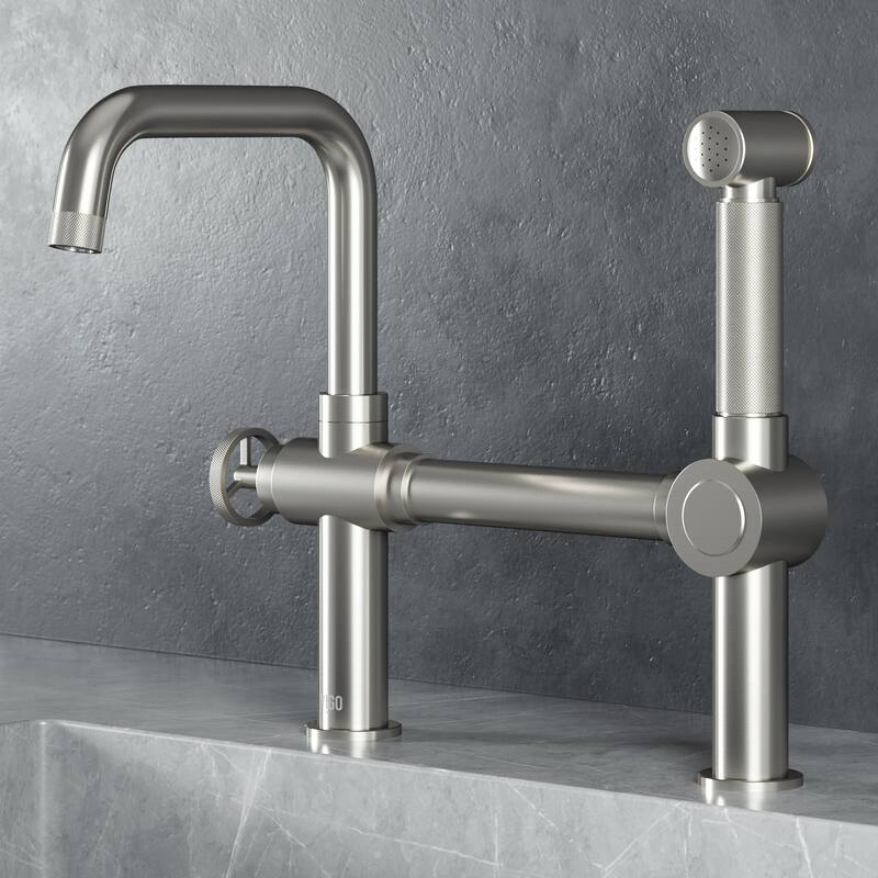 VIGO Cass 13" H Widespread Pull-Out Sprayer Kitchen Faucet