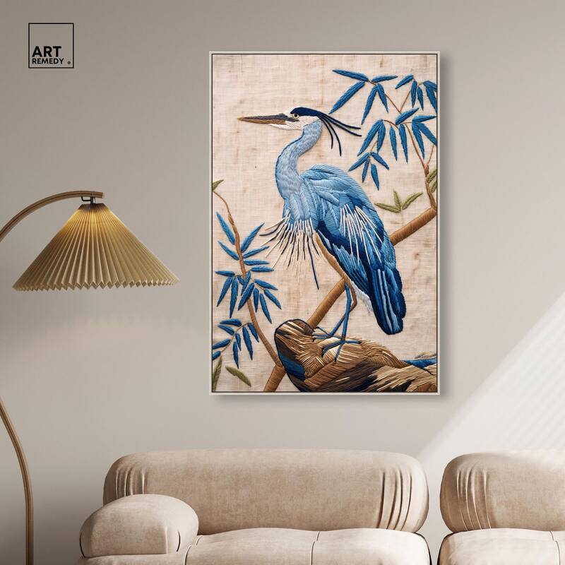 Needlework Heron Canvas by Art Remedy
