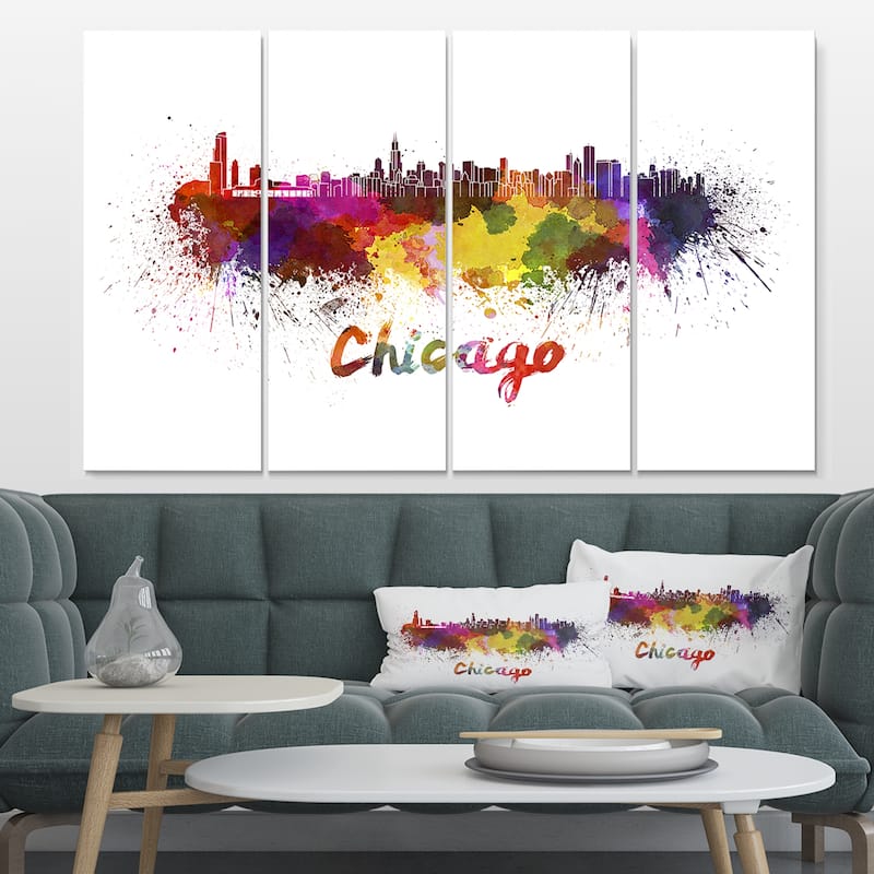 Designart 'Chicago Skyline' Cityscape Metal Wall Art - Bed Bath ...