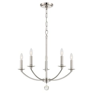 Mila 5 Light Polished Nickel Chandelier - 23"W x 24"H