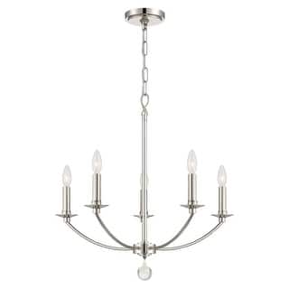 Mila 5 Light Polished Nickel Chandelier - 23"W x 24"H