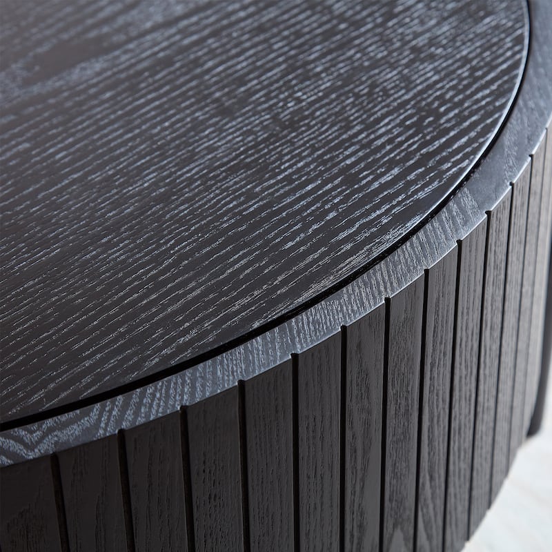 Round Coffee Table Accent Table Tea Table with Storage, Center Table Rustic Sofa Table Black Side Table