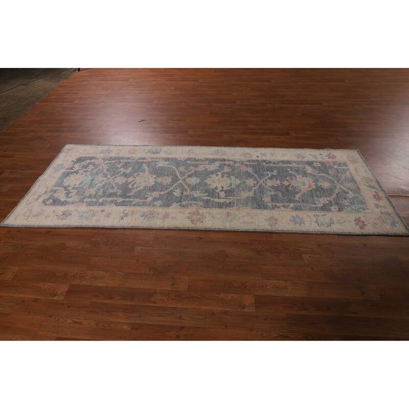 Vegetable Dye Oushak Turkish Runner Rug Handmade Wool Carpet - 2'11"x 8'10"