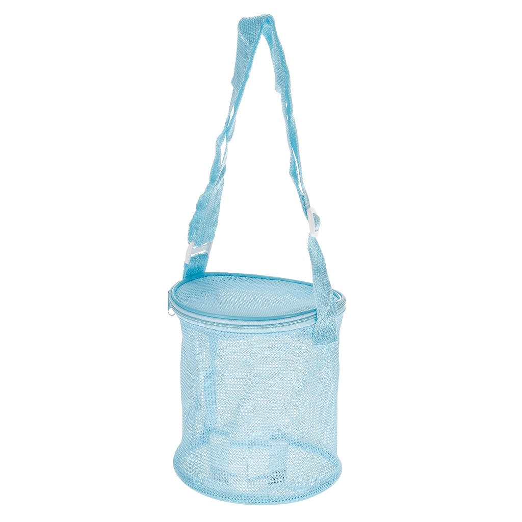 Mesh Beach Bag, Sea Shells Mesh Tote Sand Boxes Nets Bags, Sky Blue