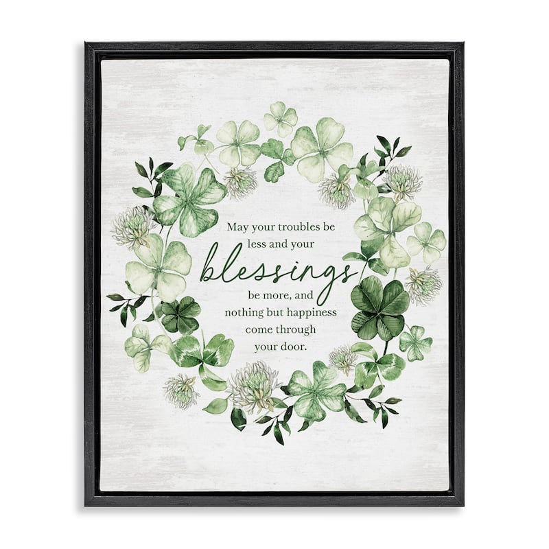 Stupell Irish Proverb Wreath Framed Floater Canvas Wall Art Design by Lettered and Lined