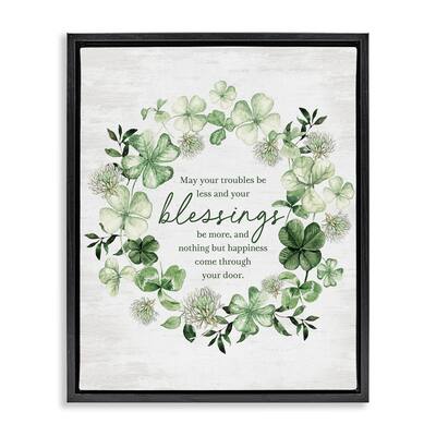 Stupell Irish Proverb Wreath Framed Floater Canvas Wall Art Design by Lettered and Lined