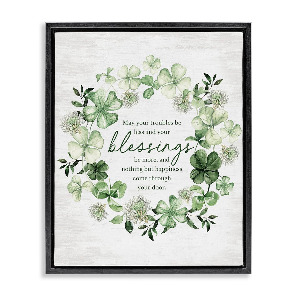 Stupell Irish Proverb Wreath Framed Floater Canvas Wall Art Design by Lettered and Lined