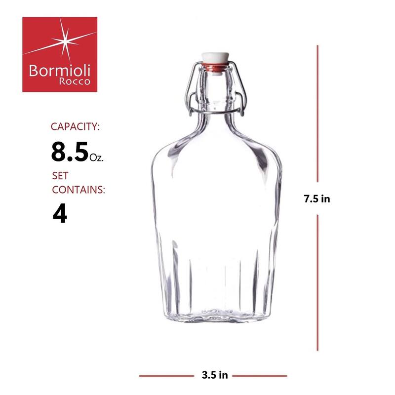 Bormioli Rocco Fiaschetta Pocket Flask, 8.5 oz - Set of 2