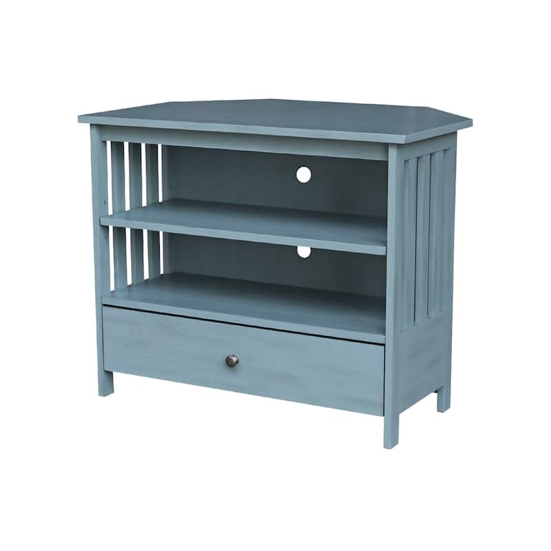 Solid Hardwood Mission Corner TV Stand - Ocean Blue