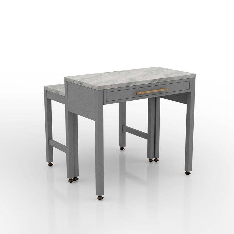 Delware Glam Grey Wood 5-Piece Barstool and Extendable Table Set for Small Space by Furniture of America