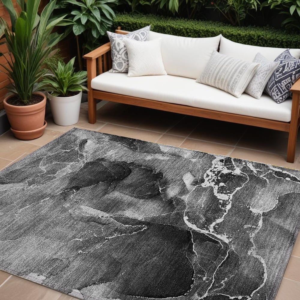 Baro Unique Abstract Weather Resistant Sleek Contemporary Outdoor Rug