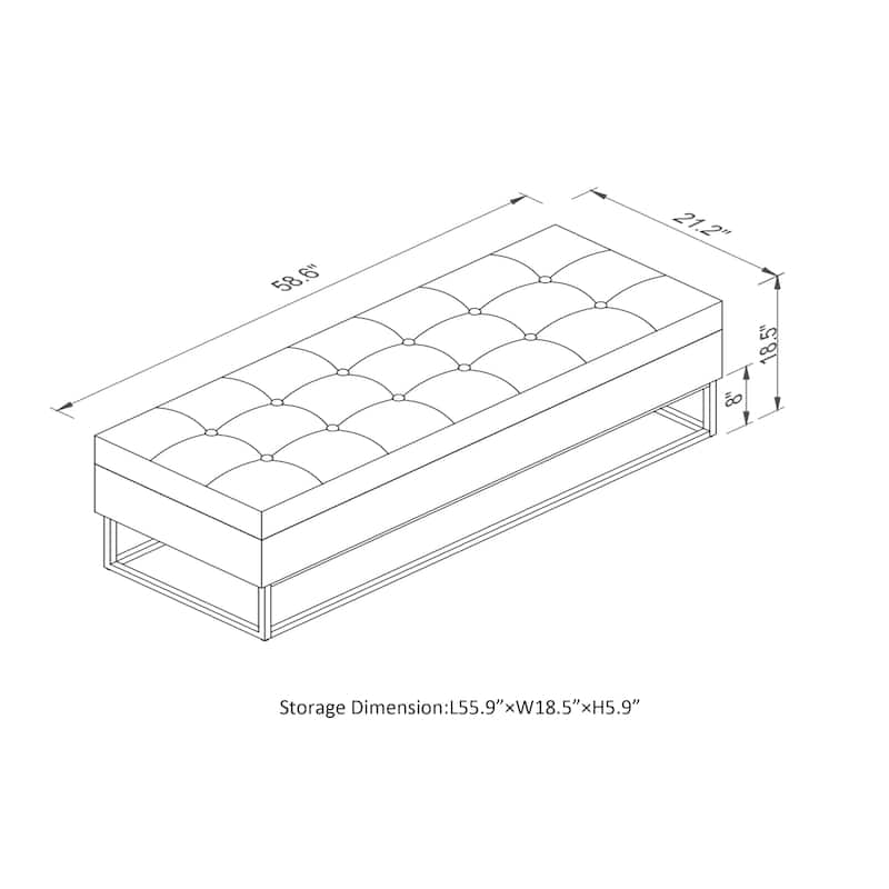 58.6" Bed Bench Metal Base with Storage Velvet Space-Saving Sofas for Living Room, Apartment and Office