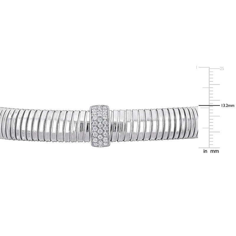 Miadora 3/4ct TGW Cubic Zirconia Stretch Omega Style Bangle in Sterling Silver