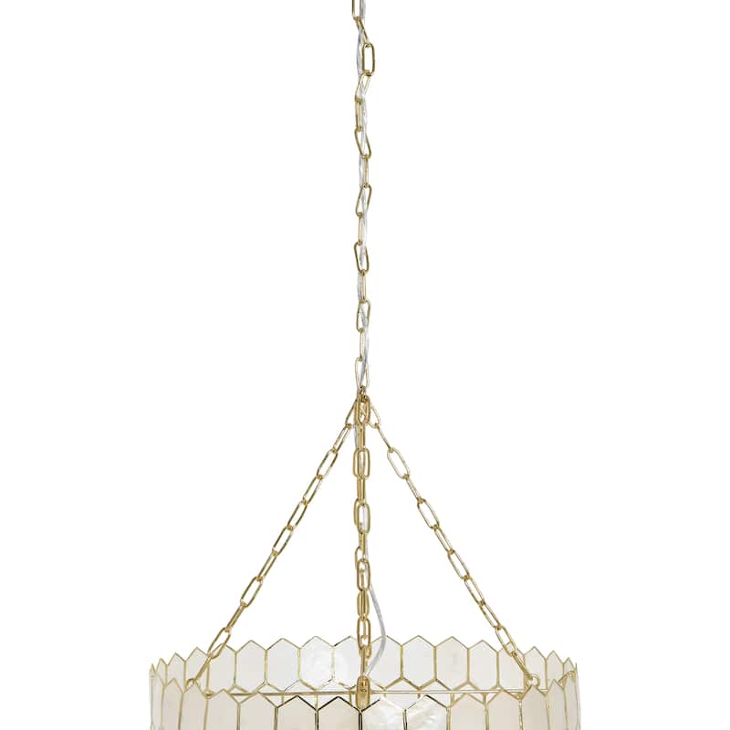 Two-Tier Capiz Honeycomb Chandelier - 20.0"L x 20.0"W x 12.0"H