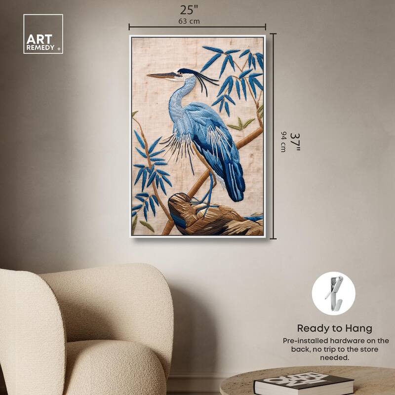 Needlework Heron Canvas by Art Remedy