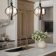 preview thumbnail 2 of 24, LALUZ Modern 3-Light Black Gold Chandelier Frosted Glass Kitchen Island Light