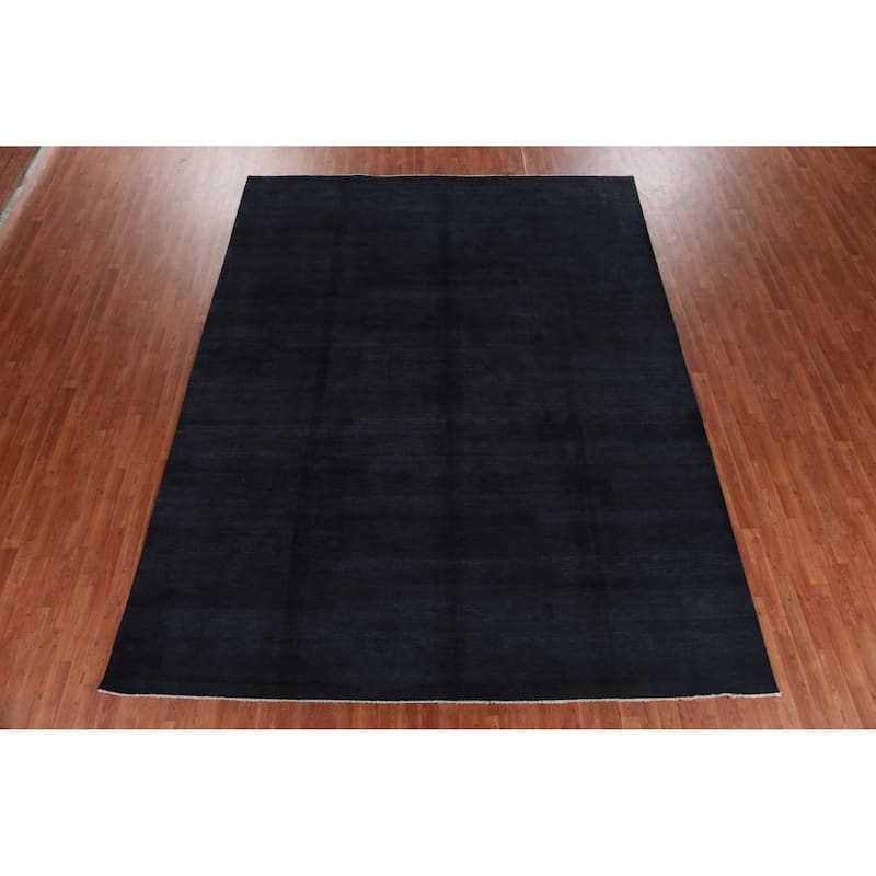 Hand Knotted Oriental 100% Wool Carpet Modern Solid Greys & Charcoal Gabbeh Area Rug - 12' 1'' X 9' 5''