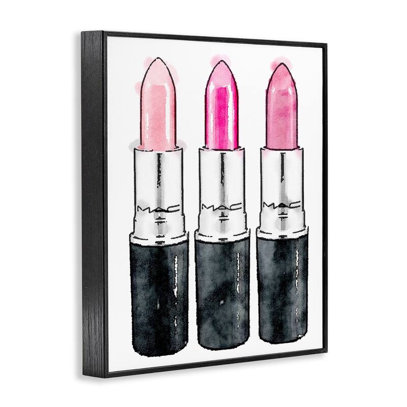 Stupell Three Pink Lipsticks Framed Giclee Wall Art