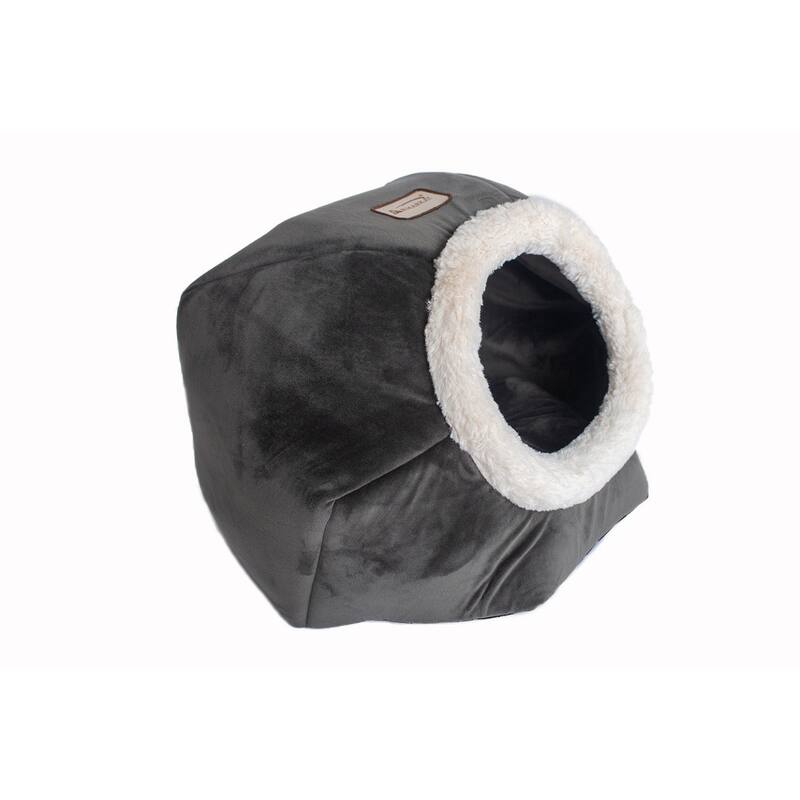 Cat Bed Gray Velvet - 18"(L) x 18"(W) x 14"(H)