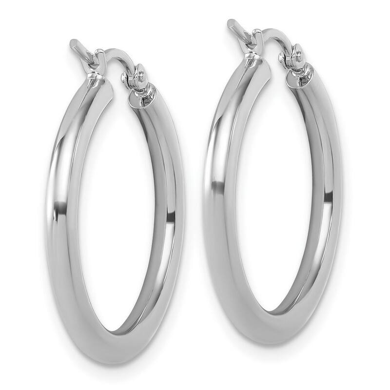Curata 10k White Gold Polished Hinged Hoop Earrings - 26x23mm