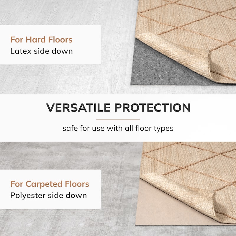 Jani Premium All-Surface Non-Slip 5' x 8', Gray/Tan, Rectangle Rug Pad - Extra Strong, Protective, Anti-Slip for Hardwood Floors