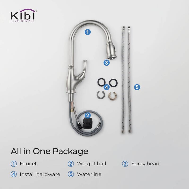 High Arc Pull Out Single Level Lead Free Brass Kitchen Faucet with Sprayer and Magnetic Docking