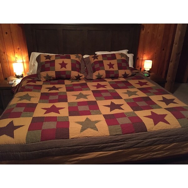 Farmhouse Patch Burgundy Patchwork 3pc Ninepatch Red Star Full