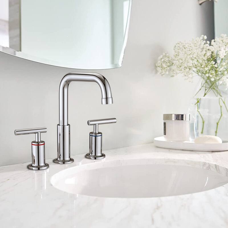 PROOX 8 in.Widespread Lavatory 2 Handles Bathroom Faucet with Drain Assembly