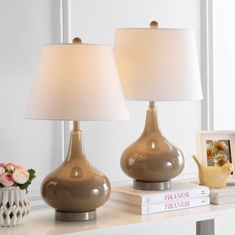 SAFAVIEH Lighting Shanda 24-inch Gourd Glass White Table Lamp (Set of 2) - 14"x14"x24" - 14Wx14Dx24H