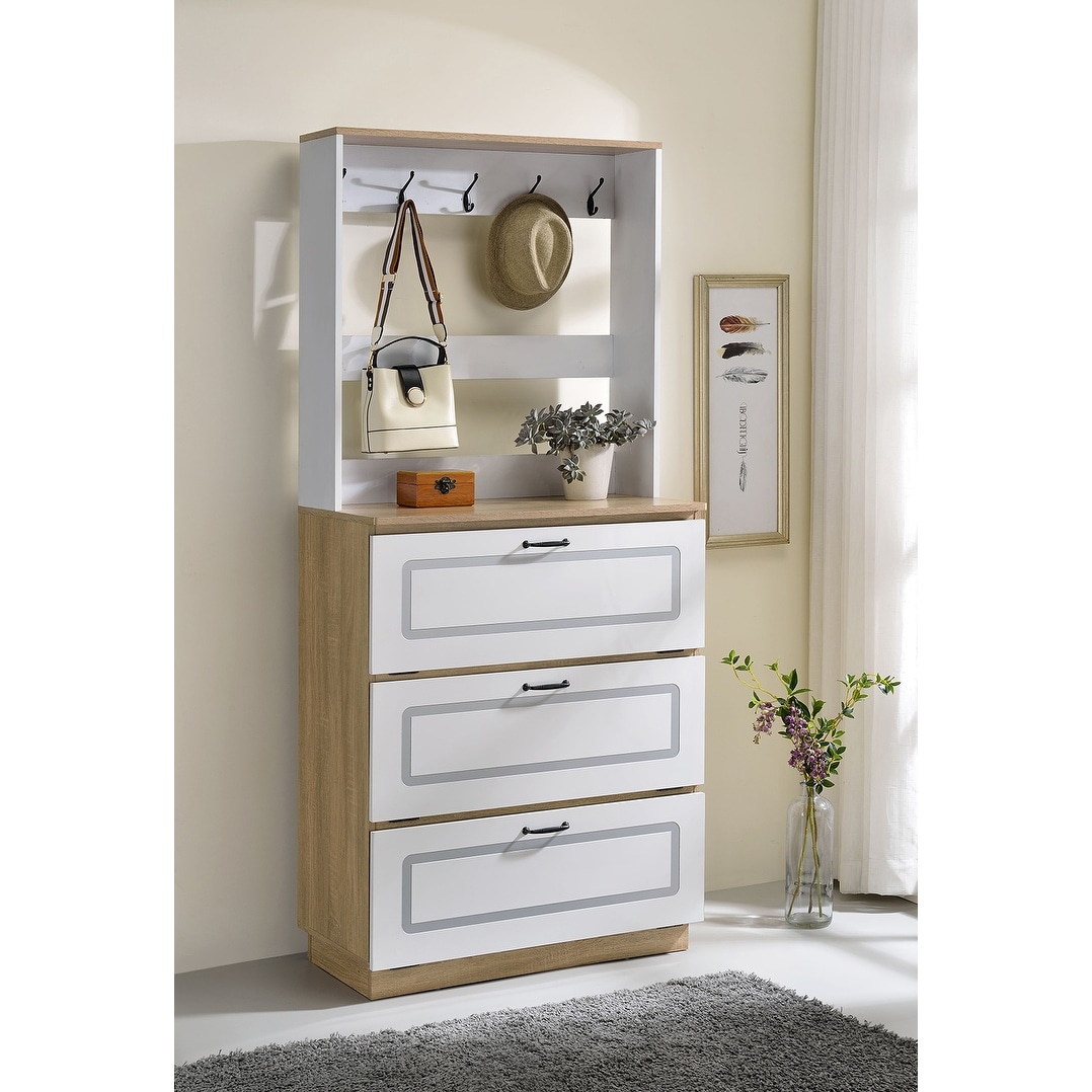 Oak and hotsell white shoe cabinet
