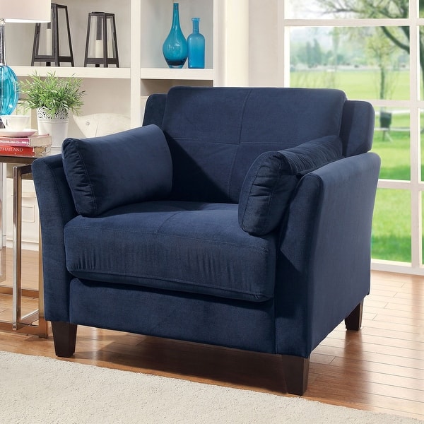 slide 2 of 12, Sier Contemporary Flannelette Padded Armchair by Furniture of America Navy