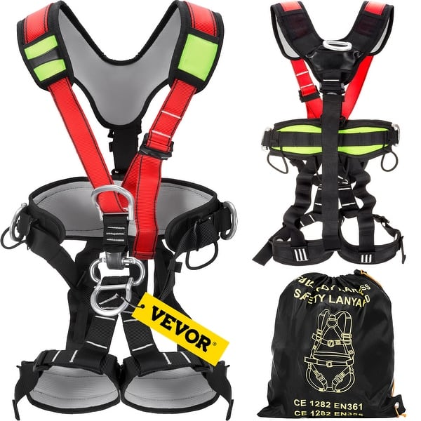 VEVOR Safety Climbing Harness Fall Protection Equip Climbing Rappelling Gear - Leg: 21.7 - 30.7 Waist: 32.3 - 55.1