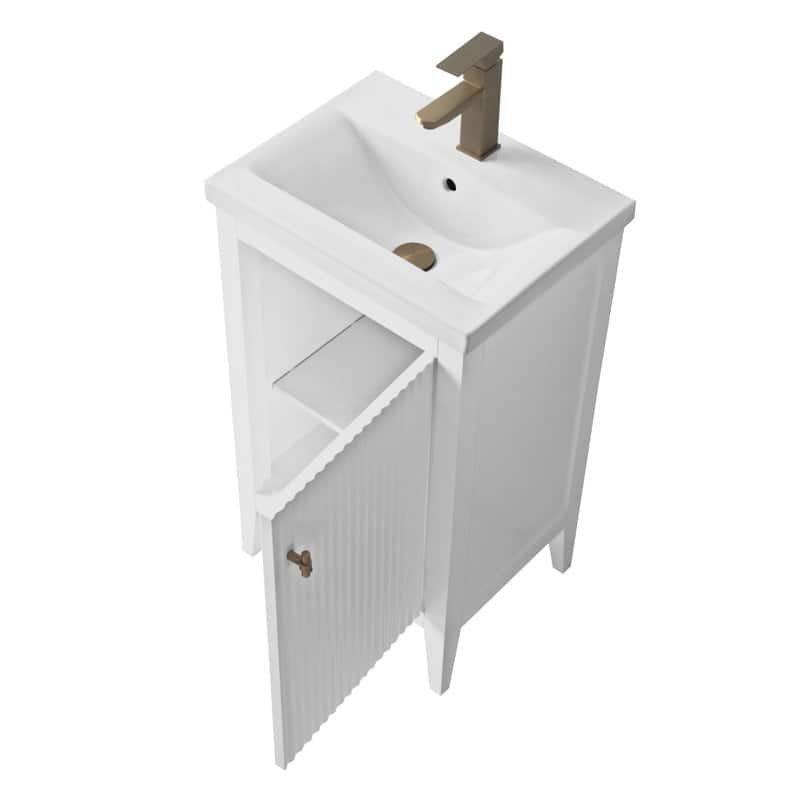 Vanity Art 20" Single Sink Bathroom Vanity Cabinet with Ceramic Top