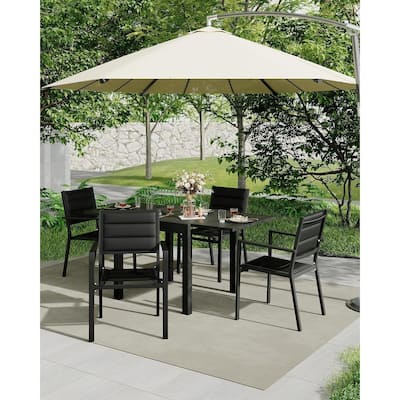 4-Piece Stackable Patio Chair Set - Aluminum Outdoor Patio Dining Chair Set (Black) - N/A