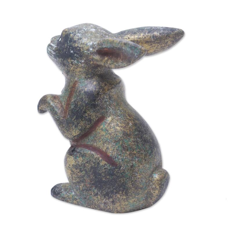 Novica Handmade Tiny Bunny Wood Figurine