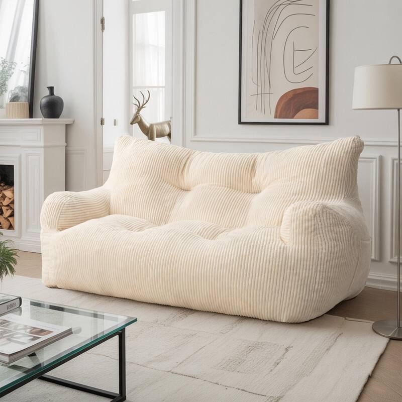 Pamapic Bean Bag Chair, Double Seater Corduroy Lazy Sofa