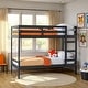 preview thumbnail 1 of 77, Walker Edison Simple Solid Wood Twin Over Twin Bunk Bed Solid Black